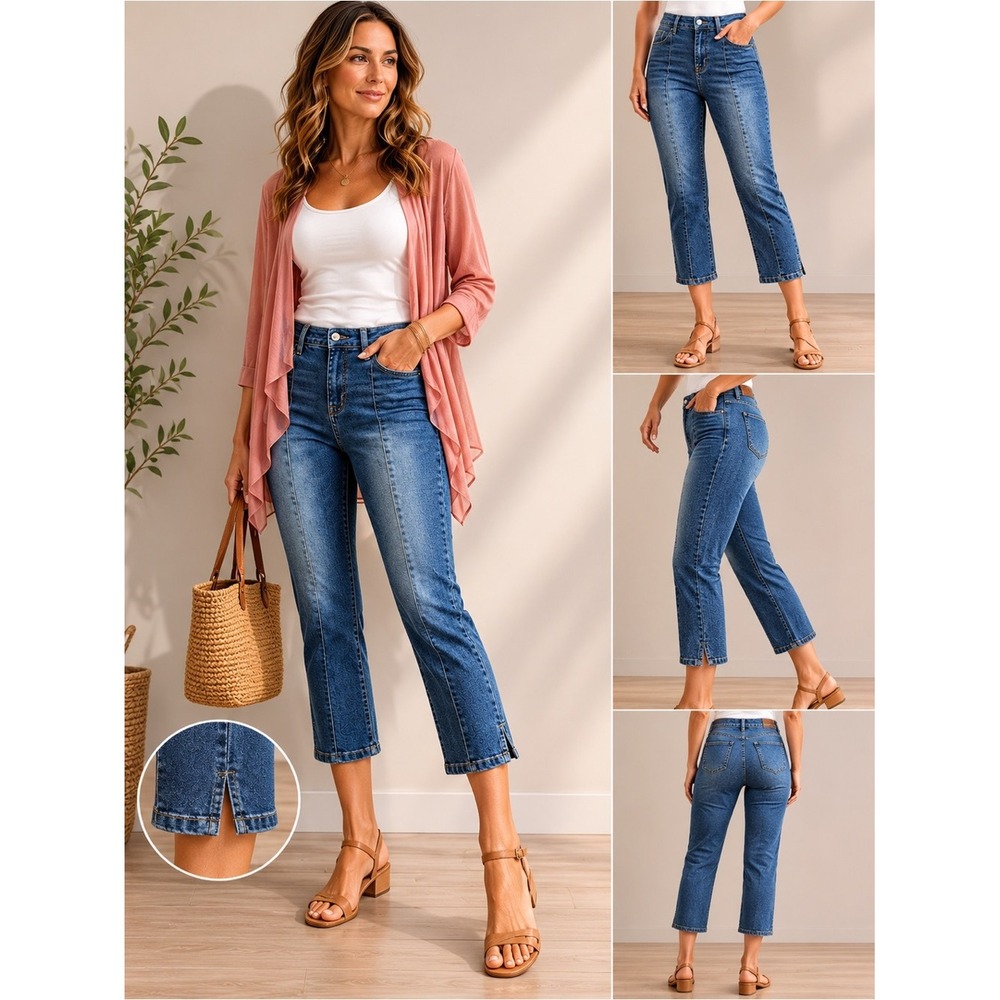 Dollhouse Womens High Rise Slim Cropped Straight LeG Jeans Blue W24/0 NEW